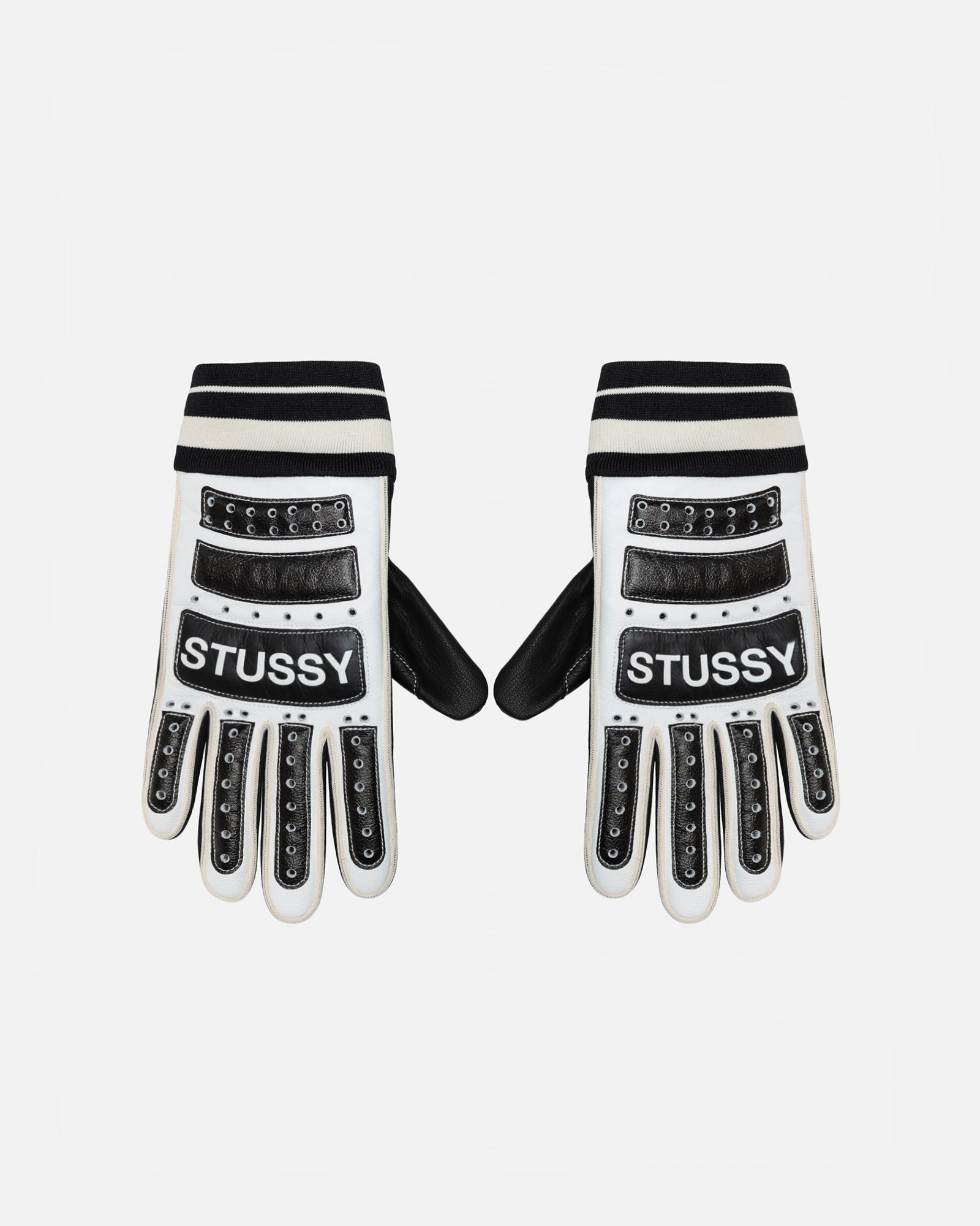 ステューシー　レザーグローブ　箱付き Stussy Leather Bike Gloves Black White S
