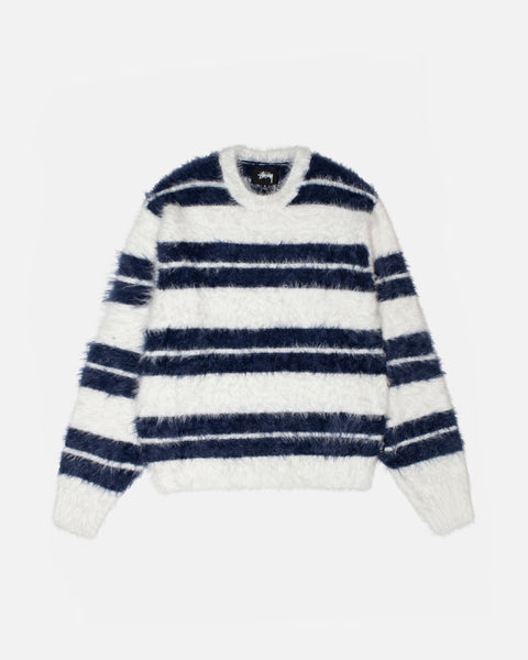 Hairy Stripe Crew Sweater Ivory/Navy Knits