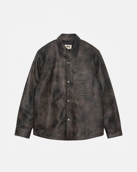 Stüssy Leather Overshirt Washed Black Shirts