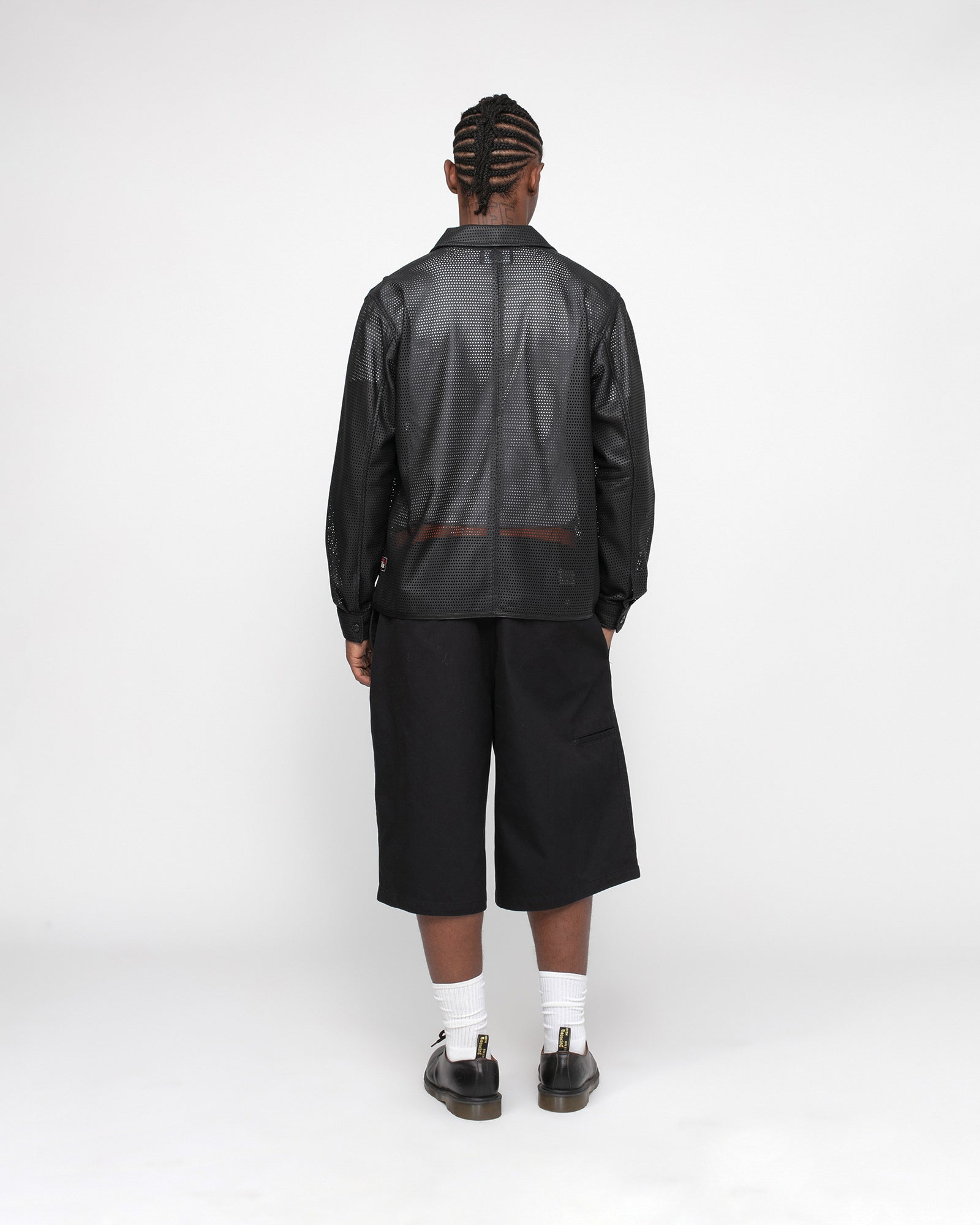 Stüssy Zip Shirt Perforated Leather Black Tops