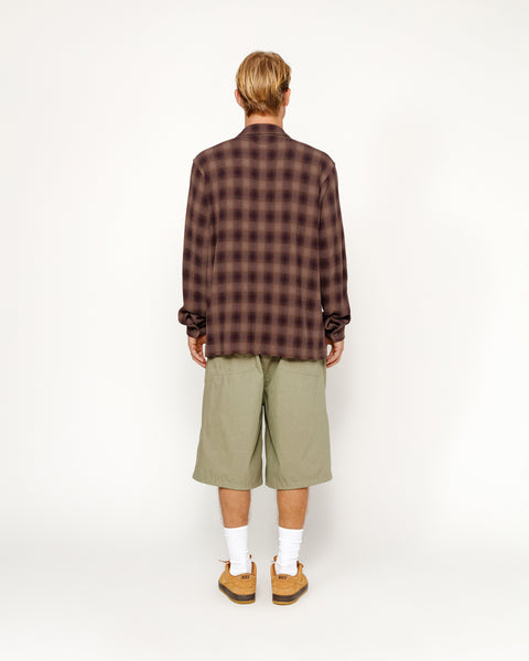 Stüssy Zip Shirt Twisted Yarn Plaid Brown Tops