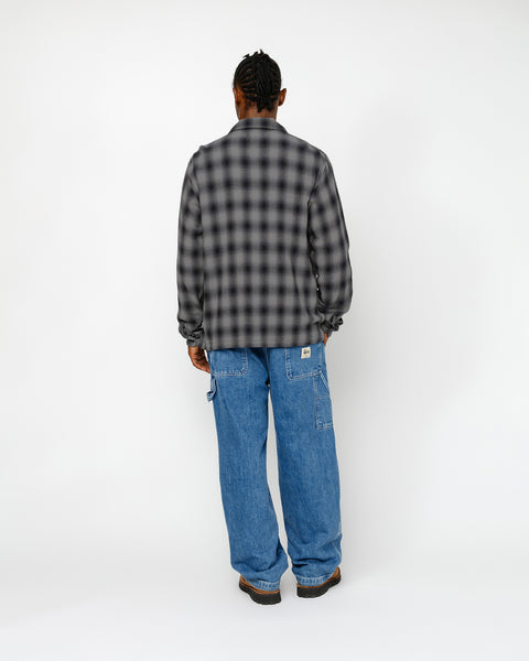 Stüssy Zip Shirt Twisted Yarn Plaid Charcoal Tops