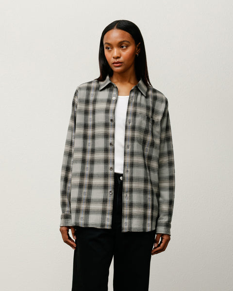 Motif Plaid Shirt in Grey