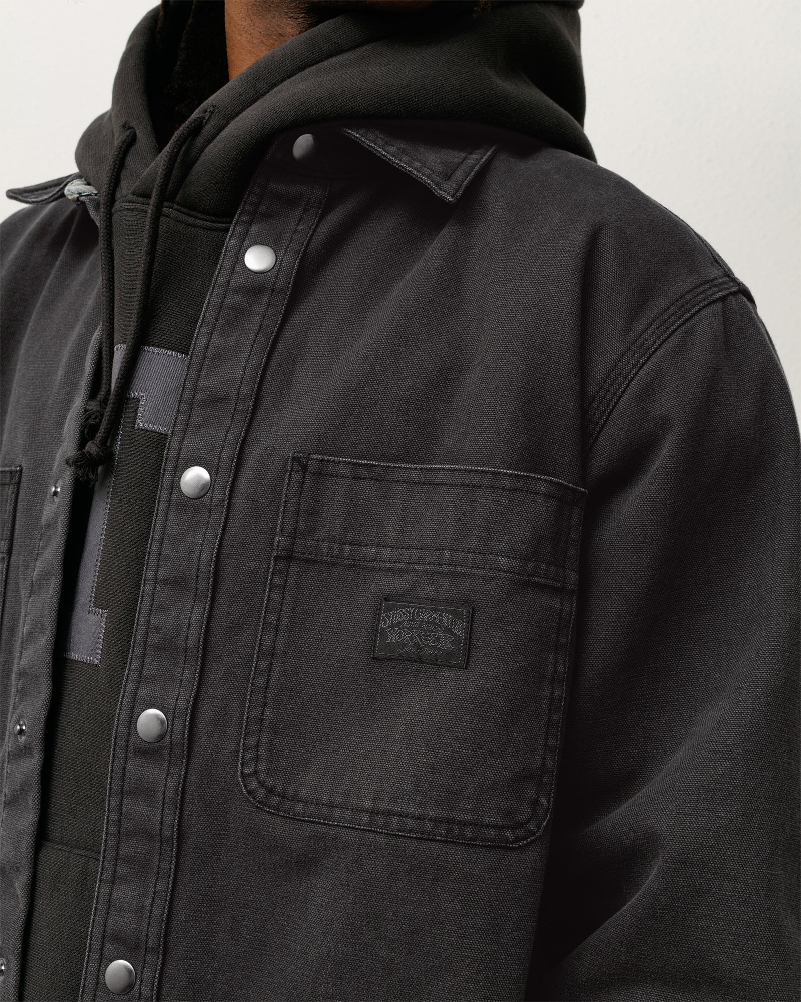 Heavy Washed Canvas Shirt – Black | Tops | Stüssy Korea