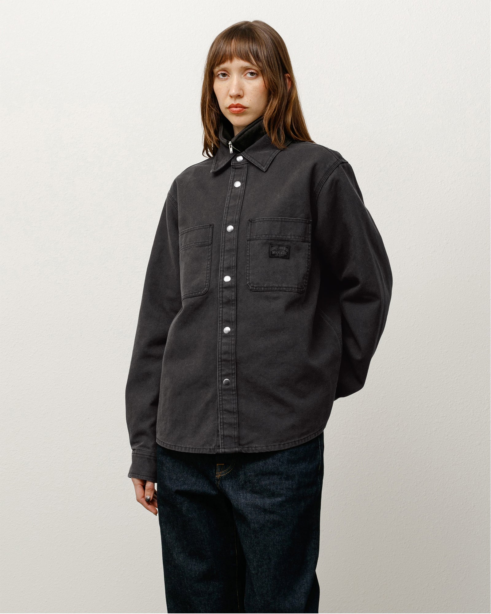 Heavy Washed Canvas Shirt – Black | Tops | Stüssy Korea