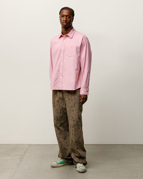 Oxford Ls Shirt Mens Long Sleeve In Pink Stripe