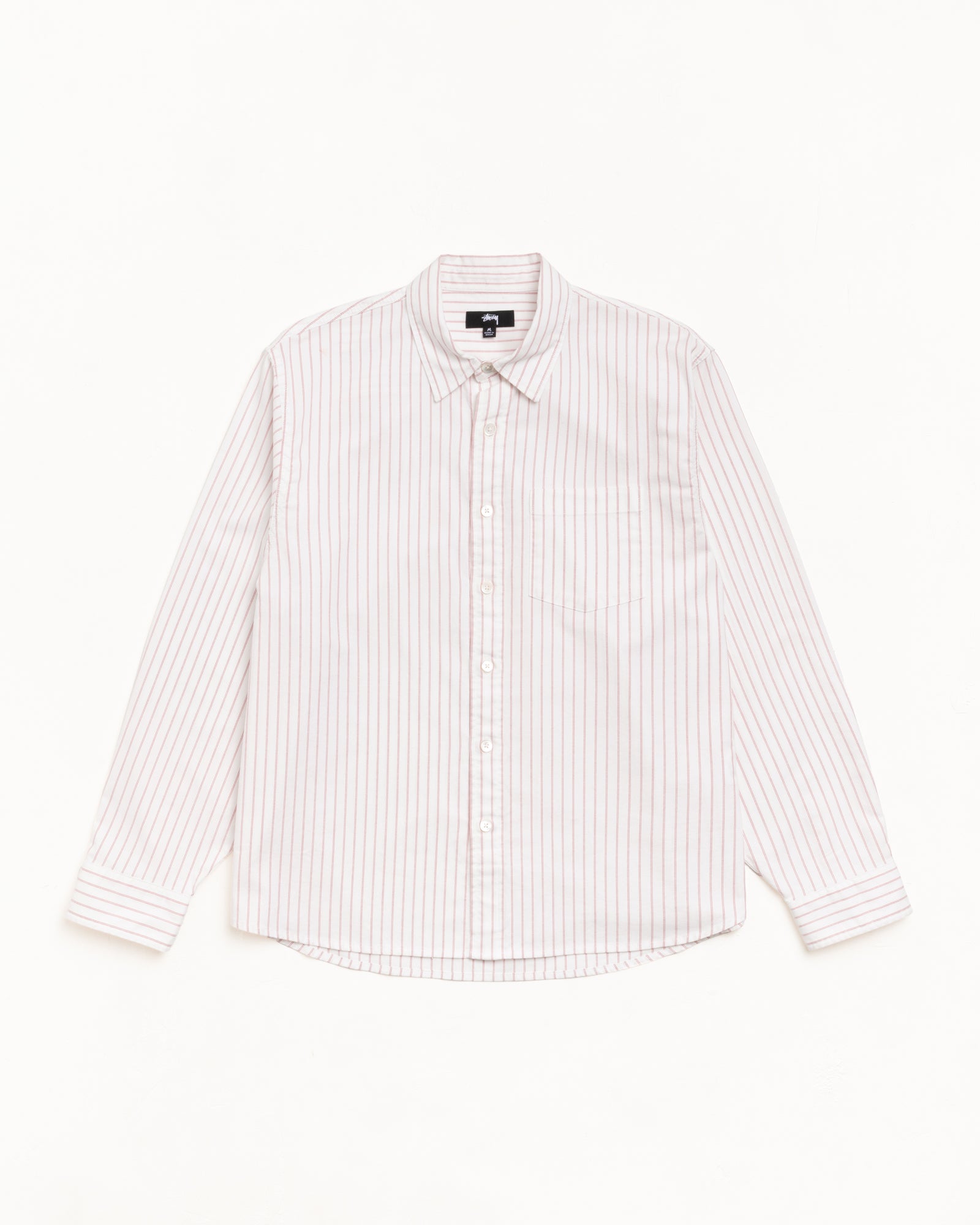 Oxford Ls Shirt Mens Long Sleeve In White Stripe