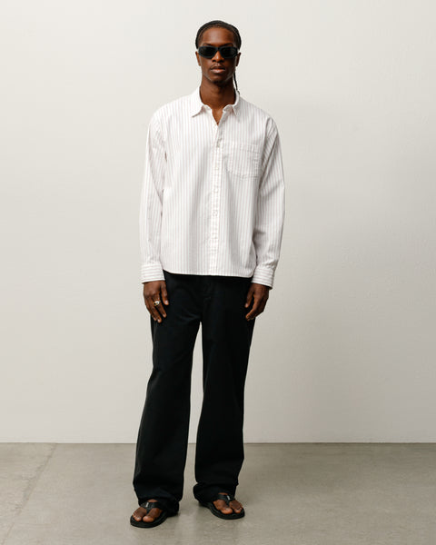 Oxford Ls Shirt Mens Long Sleeve In White Stripe