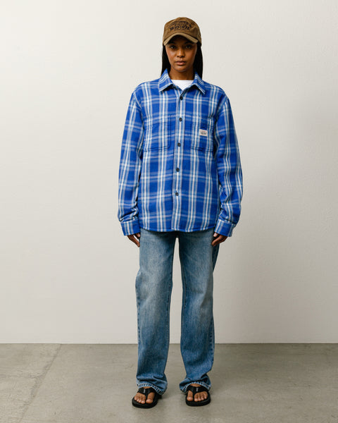 Lau Plaid Shirt Jacket Mens Long Sleeve In Blue