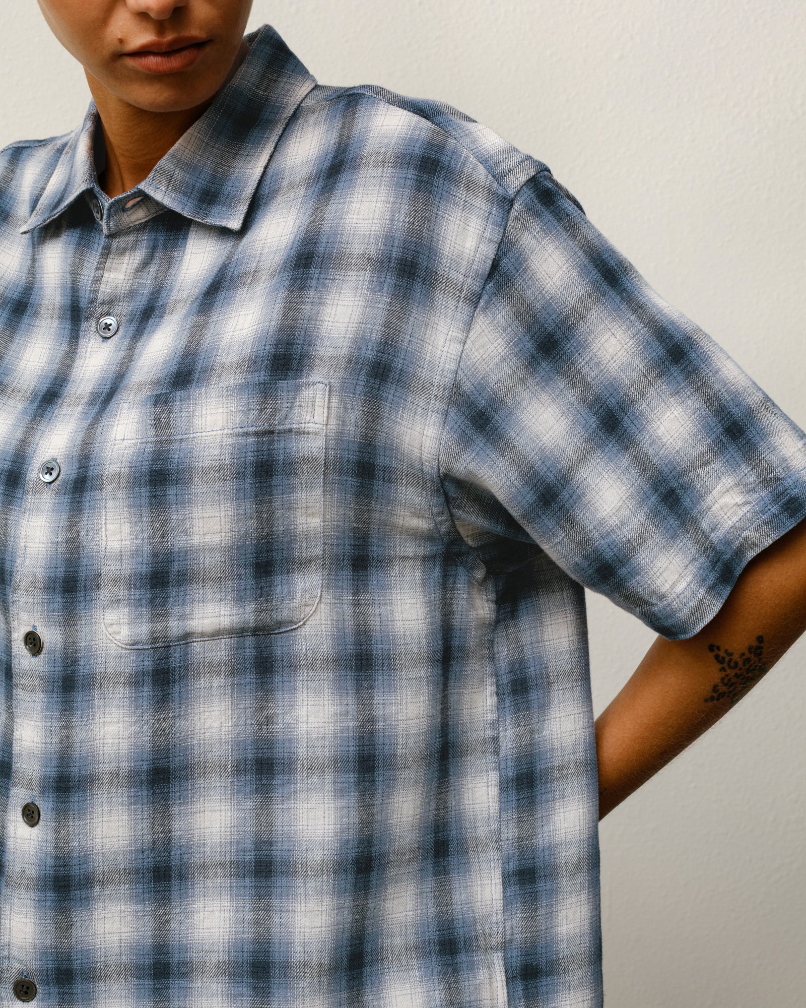 Liam Ss Plaid Shirt Mens Short Sleeve In Blue