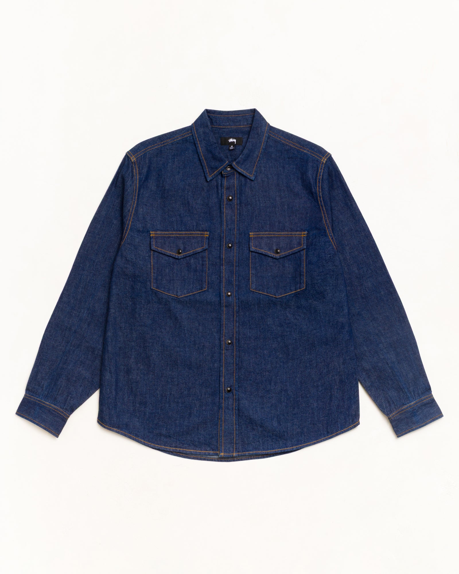 Denim Western Shirt Unisex Long Sleeve In Dark Denim