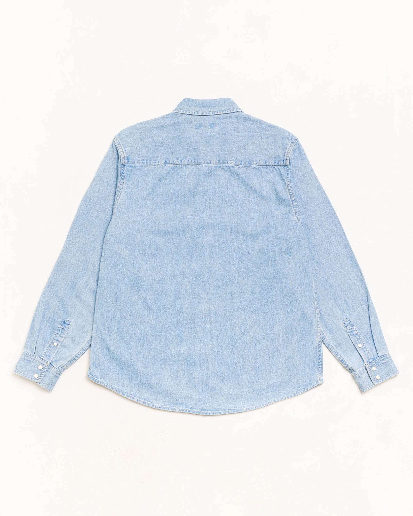 Denim Western Shirt Unisex Long Sleeve In Light Denim
