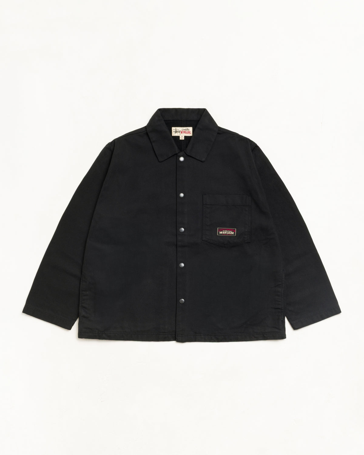 Canvas Work Overshirt Unisex Long Sleeve In Black