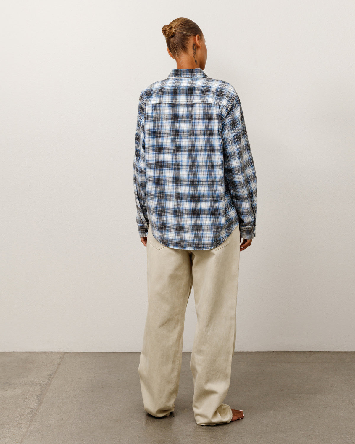 Dax Plaid Shirt Unisex Long Sleeve In Blue