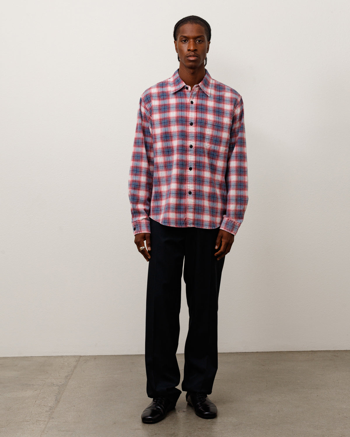 Dax Plaid Shirt Unisex Long Sleeve In Red