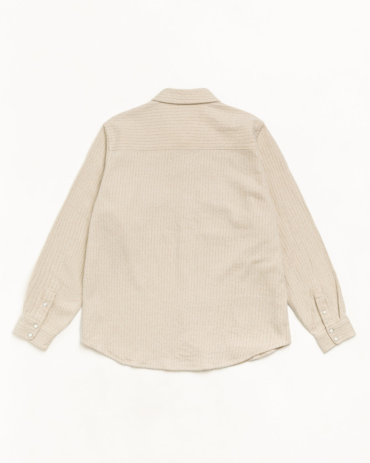 Brushed Wool Western Shirt Unisex Long Sleeve In Natural