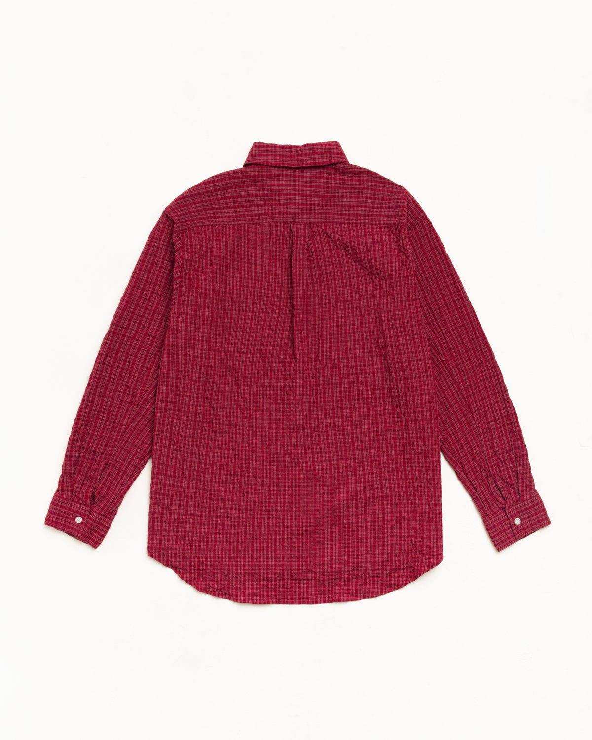 Standard Ls Shirt Crinkle Unisex Long Sleeve In Burgundy Check