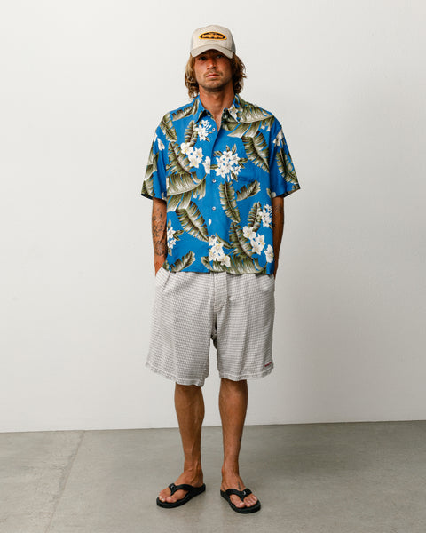 Hawaiian Floral Ss Shirt Unisex Short Sleeve In Blue