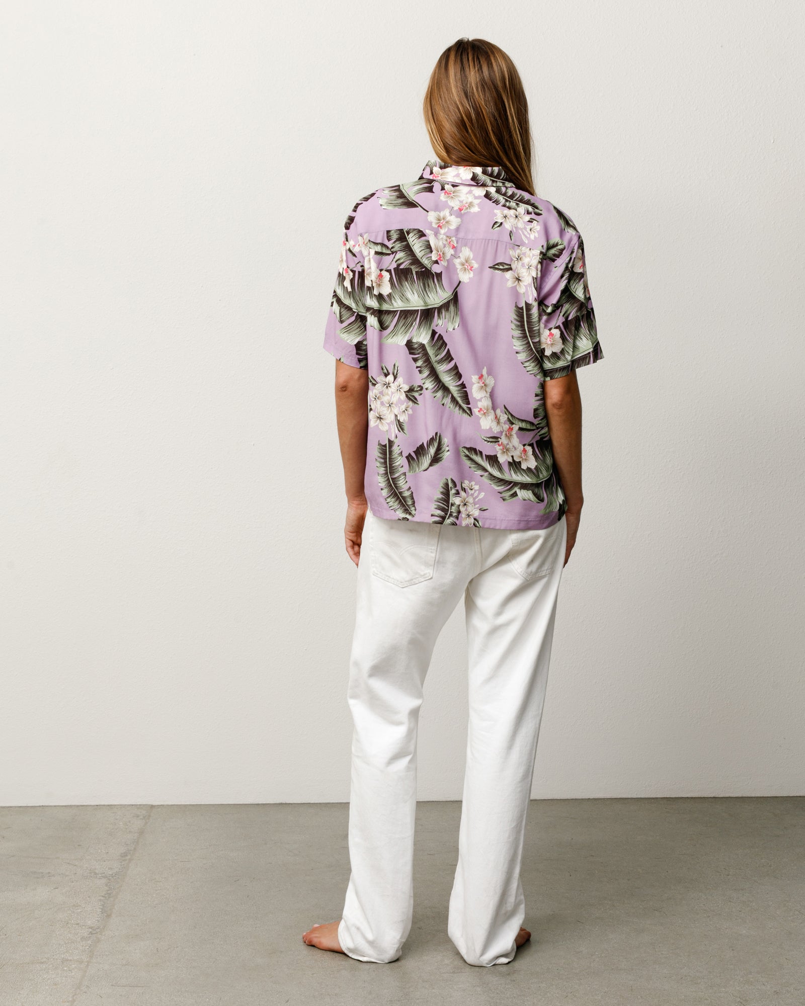 Hawaiian Floral Ss Shirt Unisex Short Sleeve In Lavender