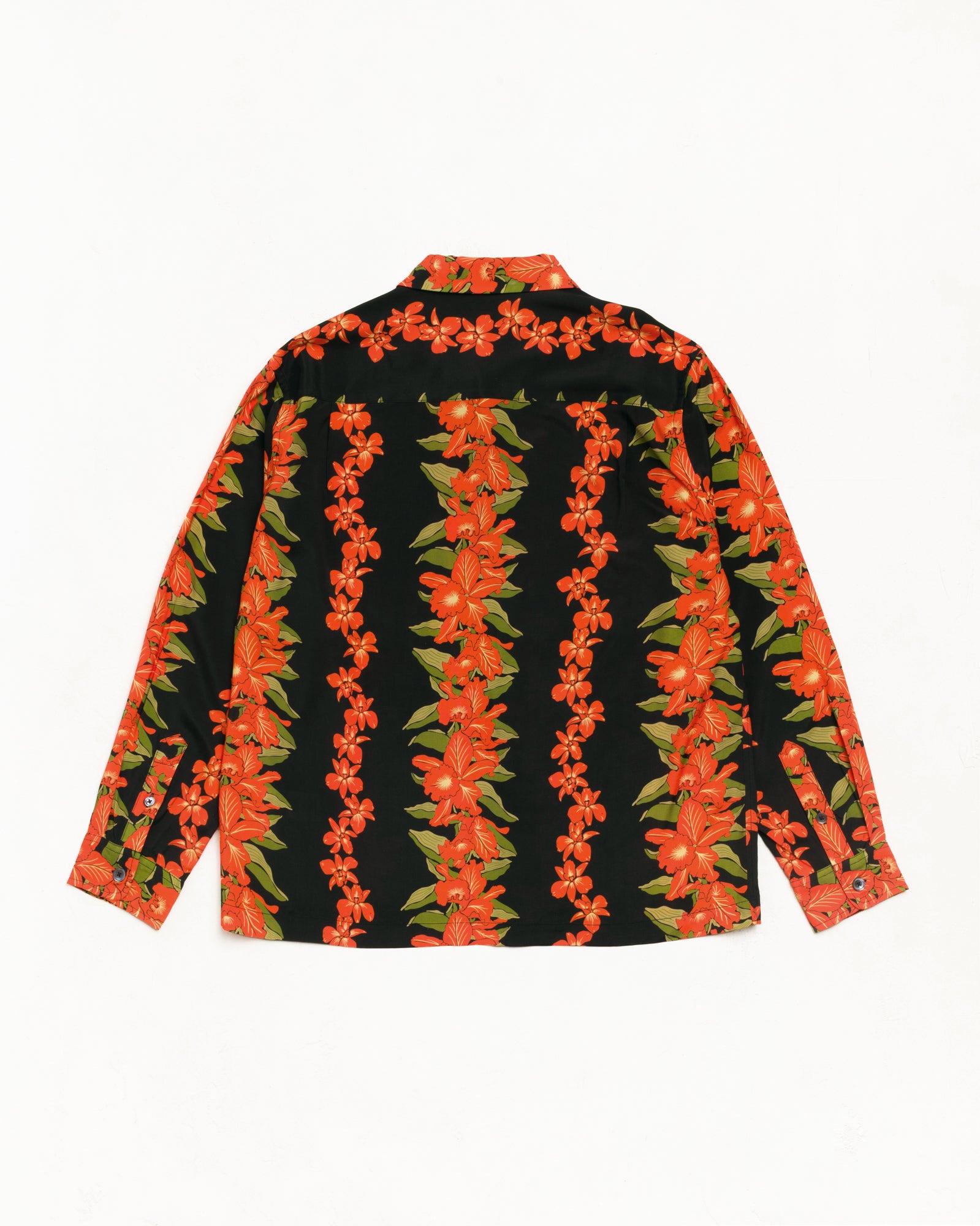 Hawaiian Floral Ls Shirt Unisex Long Sleeve In Black