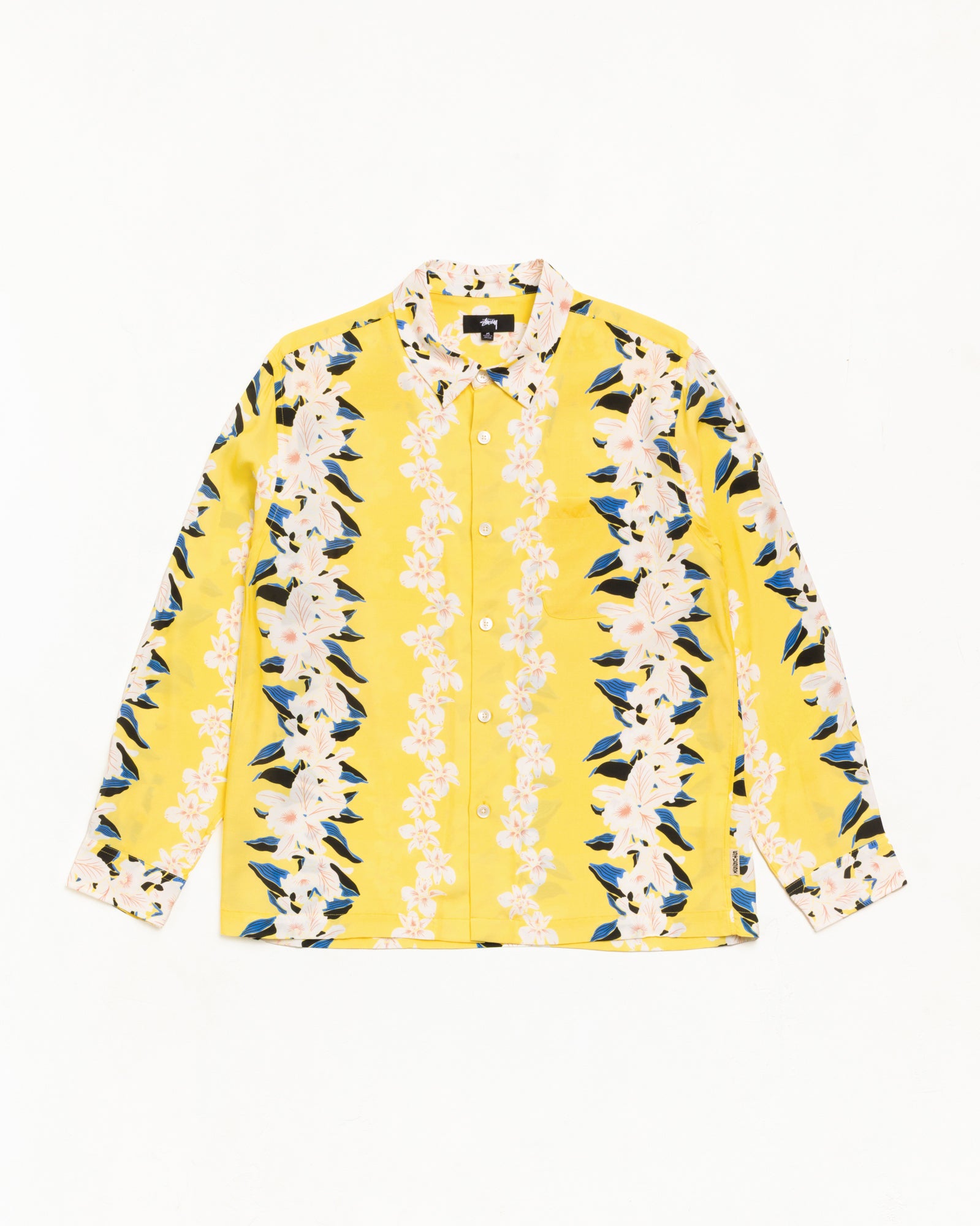 Hawaiian Floral Ls Shirt Unisex Long Sleeve In Yellow