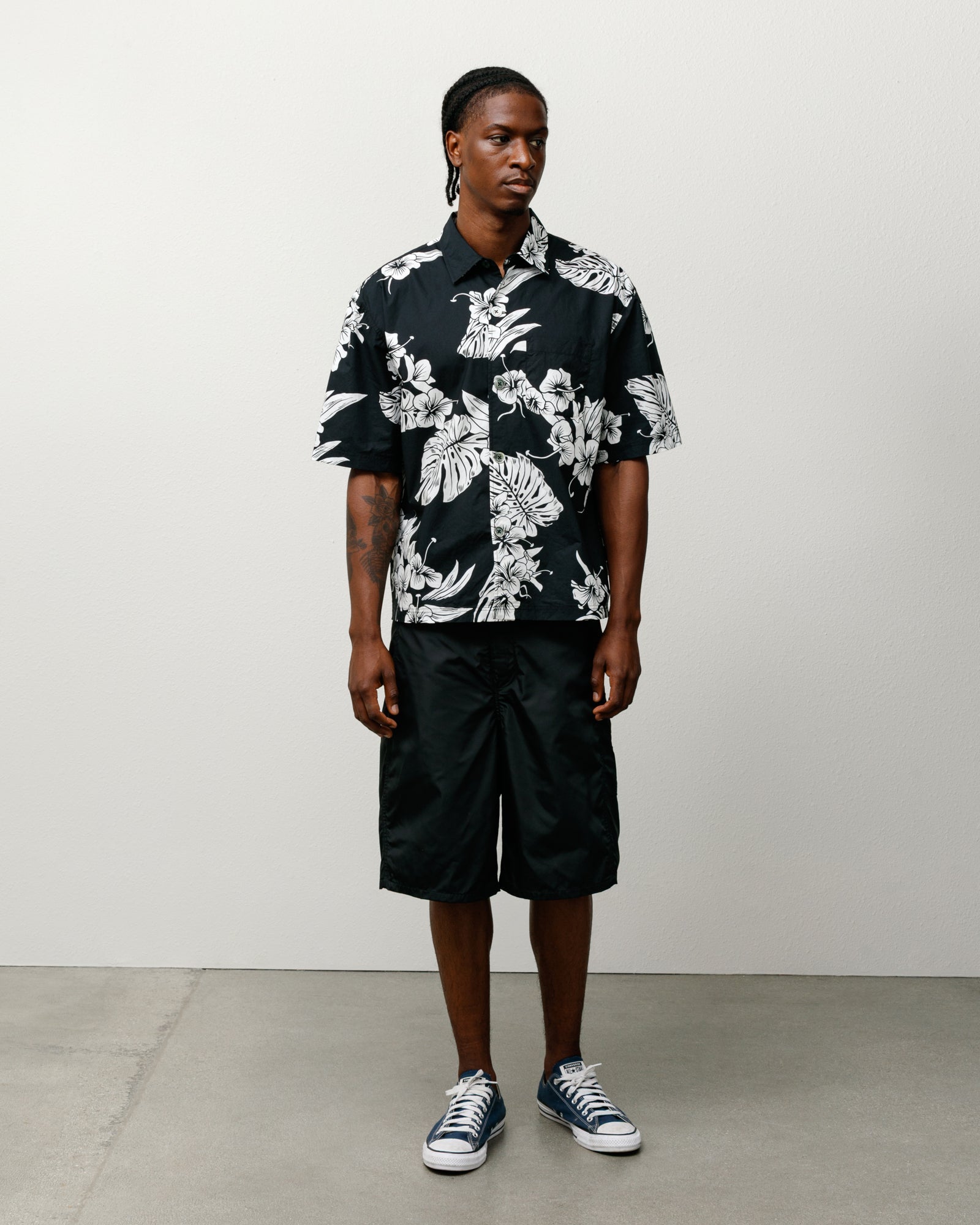 Paneled Board Short in black