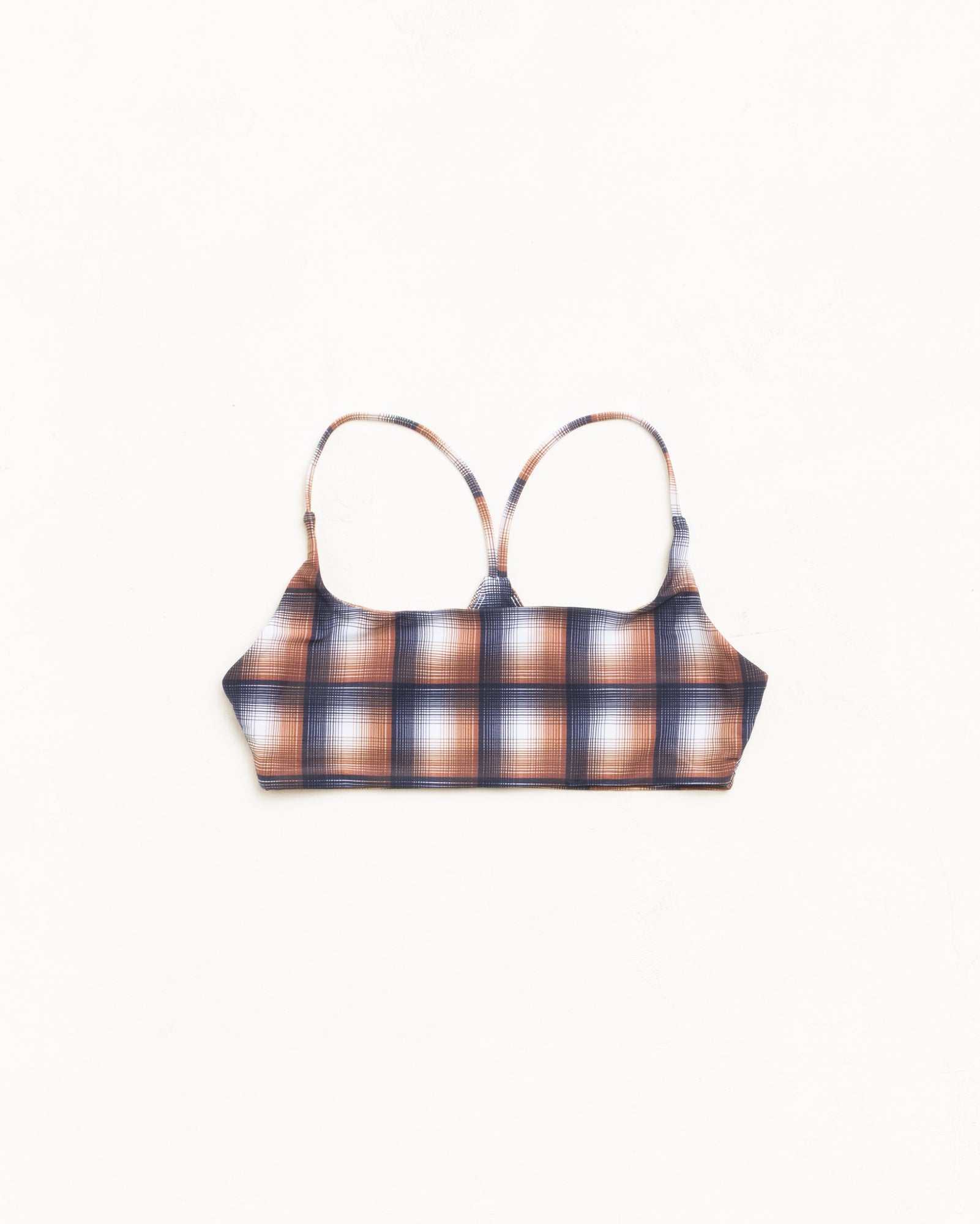 Halter Bikini Top Womens Sleeveless In Brown Plaid