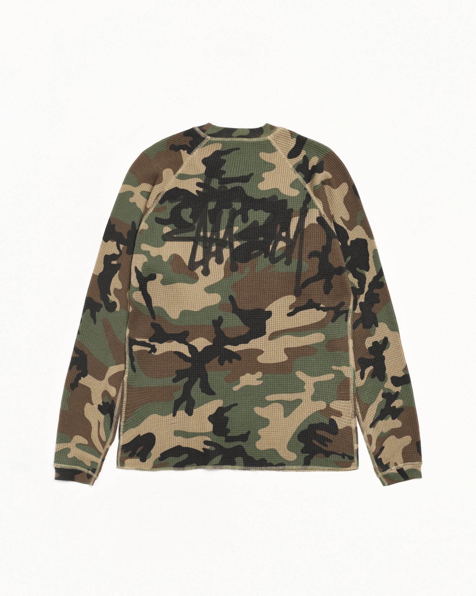 Raglan Thermal Basic Stock Mens Long Sleeve In Woodland Camo