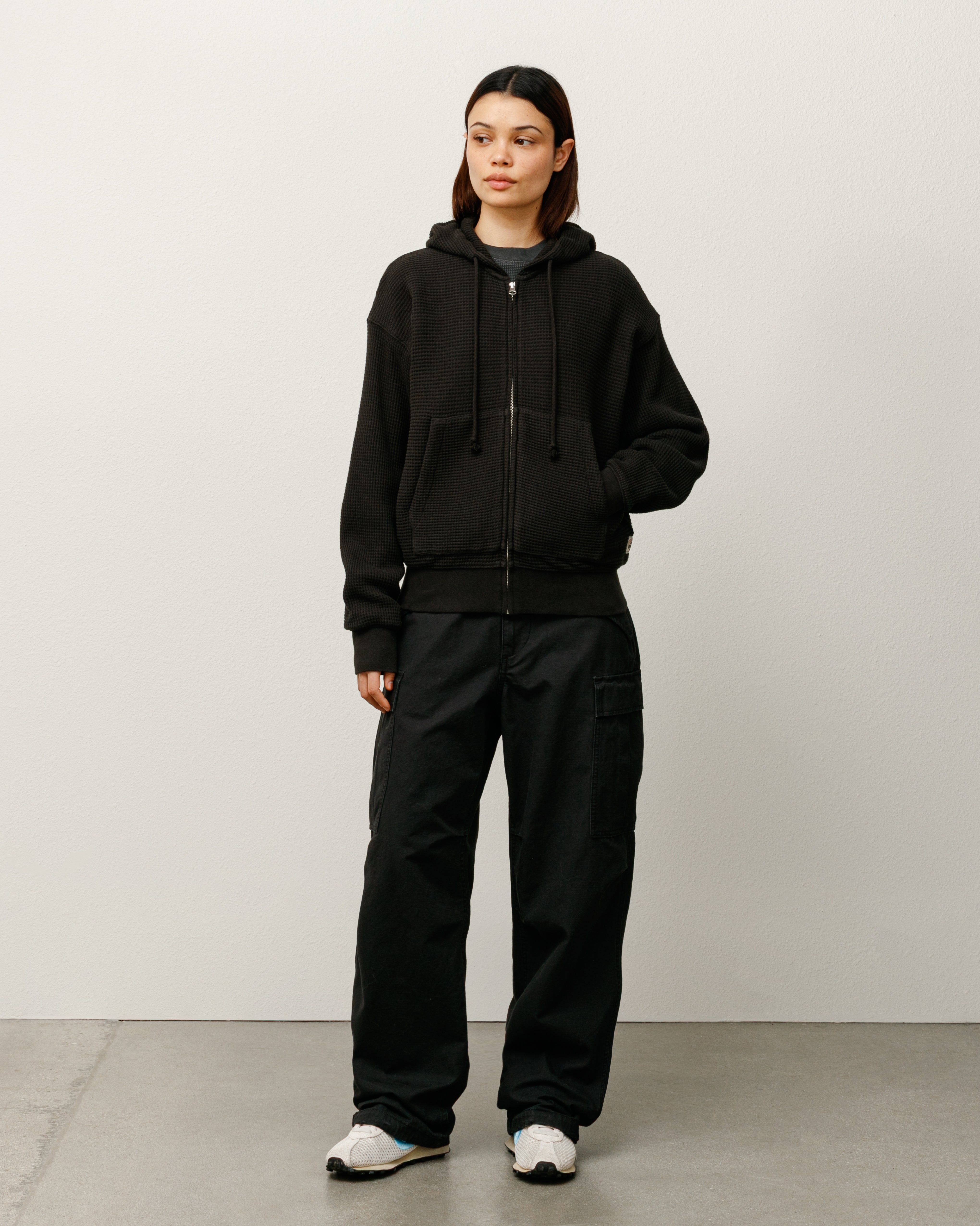Double Layer Waffle Zip Hoodie – Black | Tops | Stüssy Korea