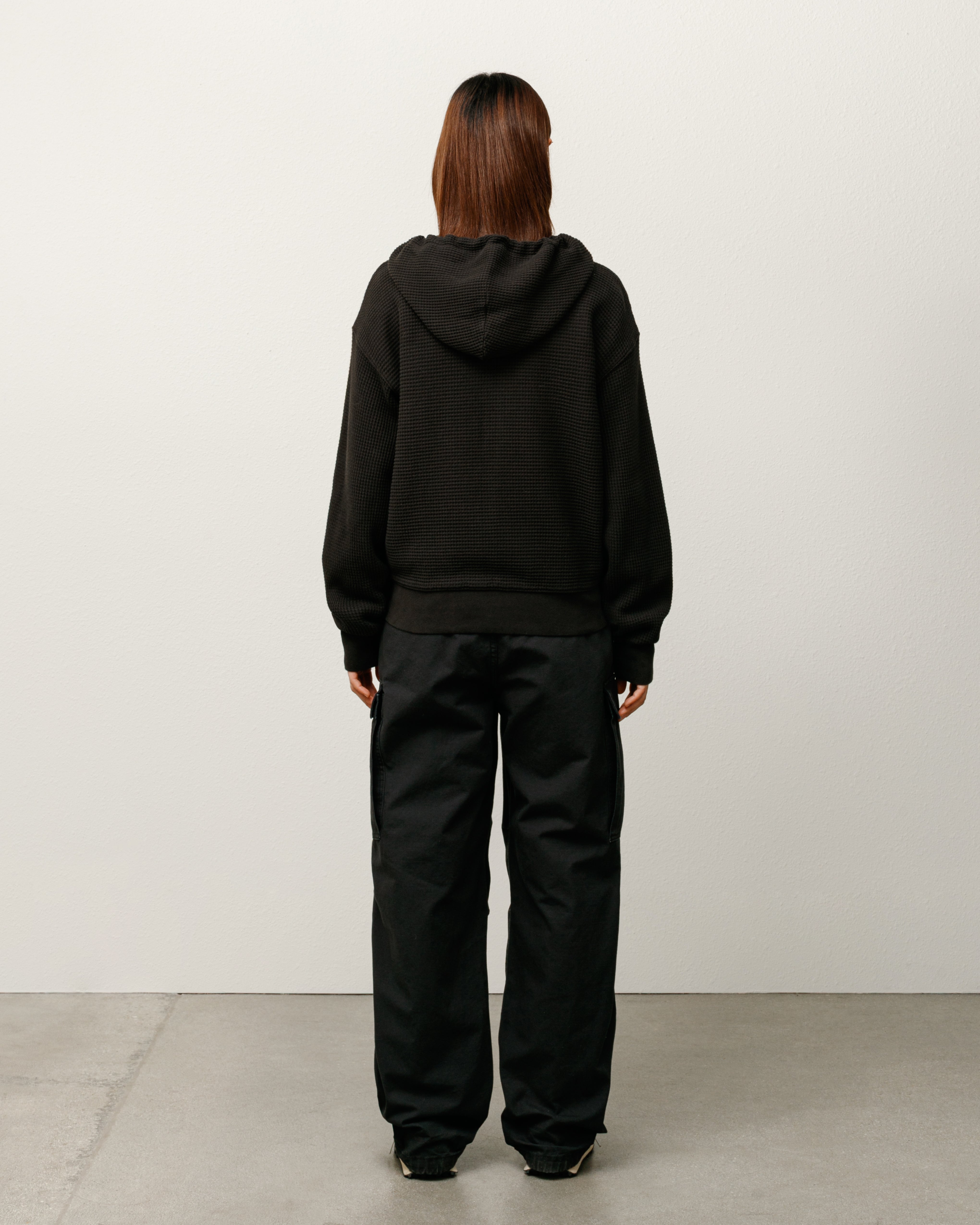 Double Layer Waffle Zip Hoodie – Black | Tops | Stüssy Korea