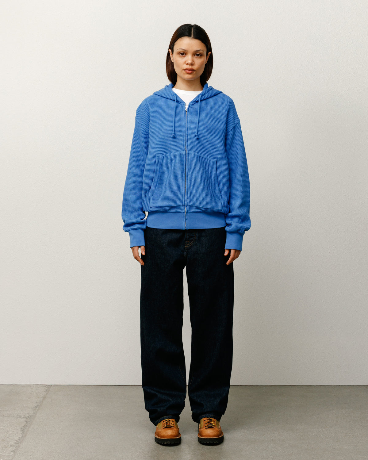Double Layer Waffle Zip Hoodie – Blue | Tops | Stüssy Korea