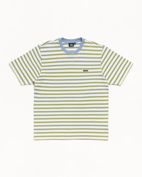 Beach Stripe Short Sleeve Unisex Short Sleeve In Moss