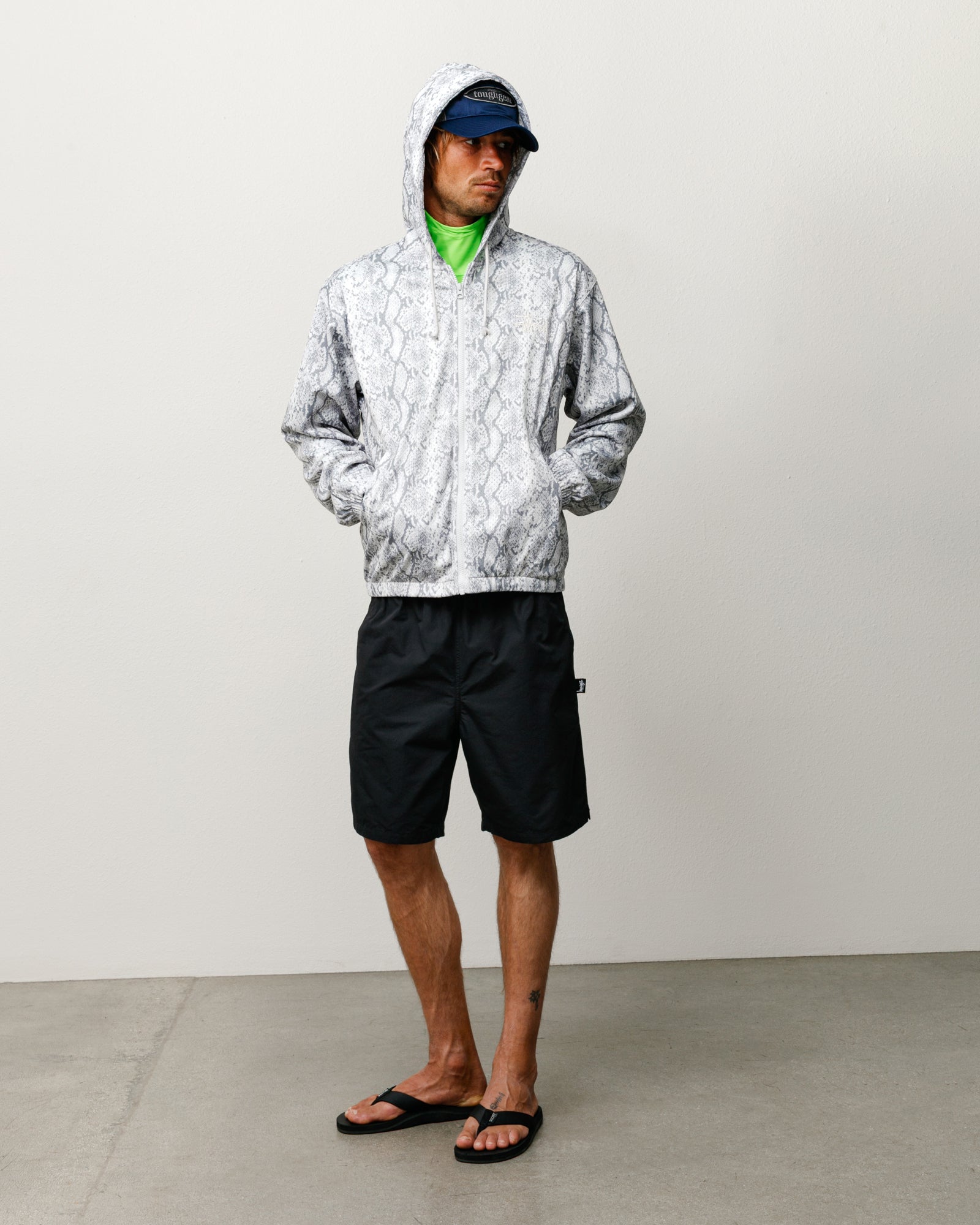 Athletic Mesh Zip Hood Unisex Long Sleeve In Snake