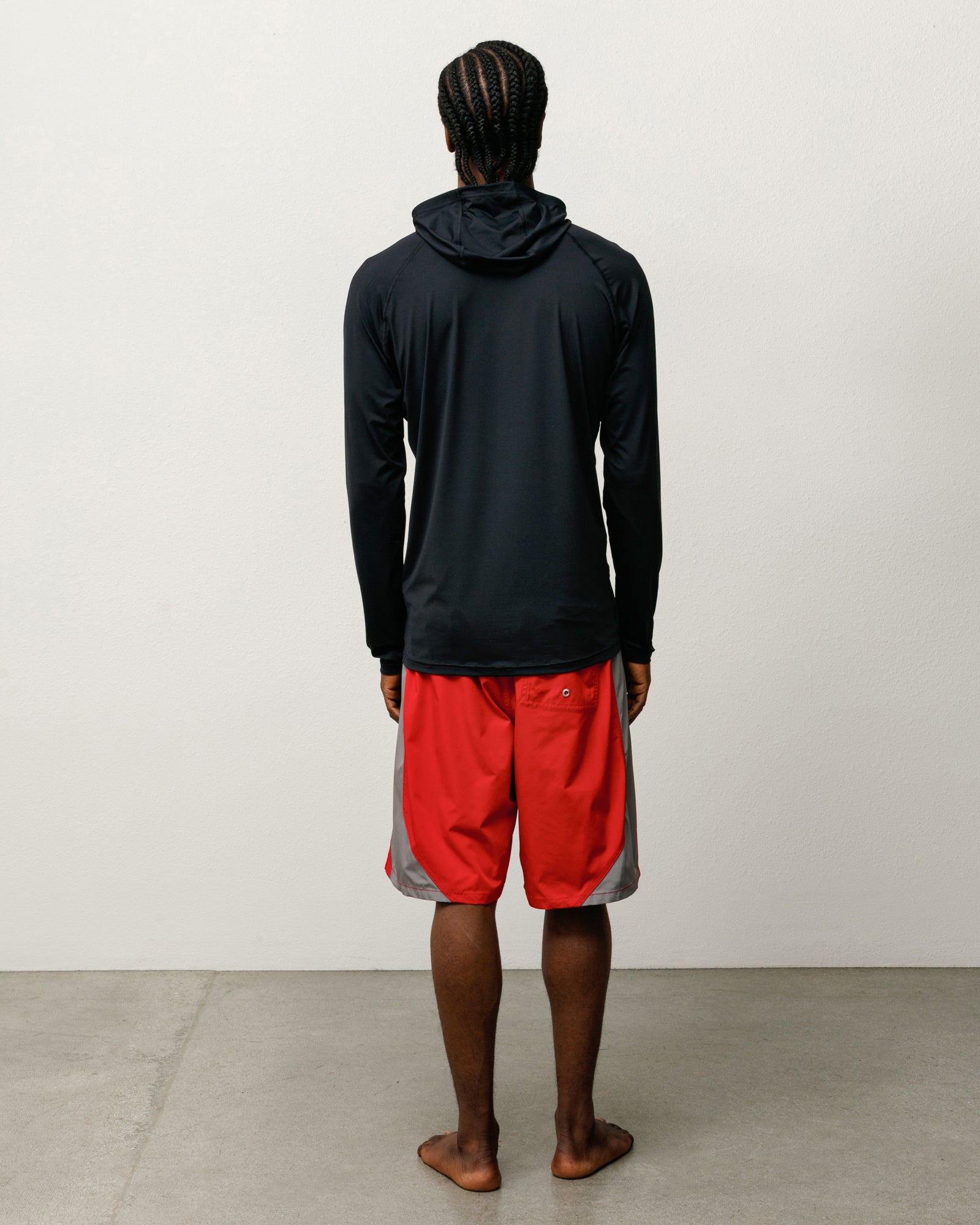 Ls Hooded Rash Guard Unisex Long Sleeve In Black