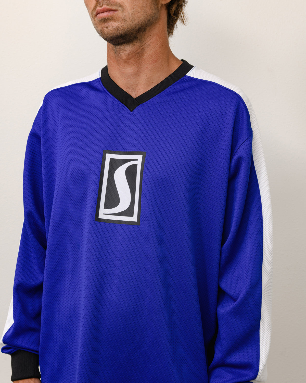 S Mesh Ls Jersey Unisex Long Sleeve In Blue
