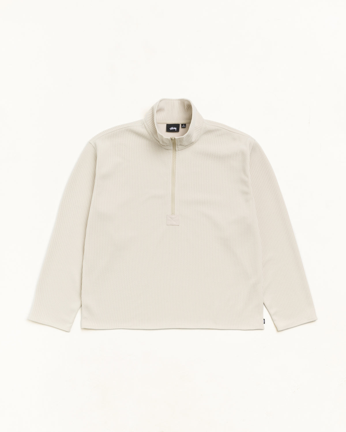 Textured Zip Mock Unisex Long Sleeve In Sand
