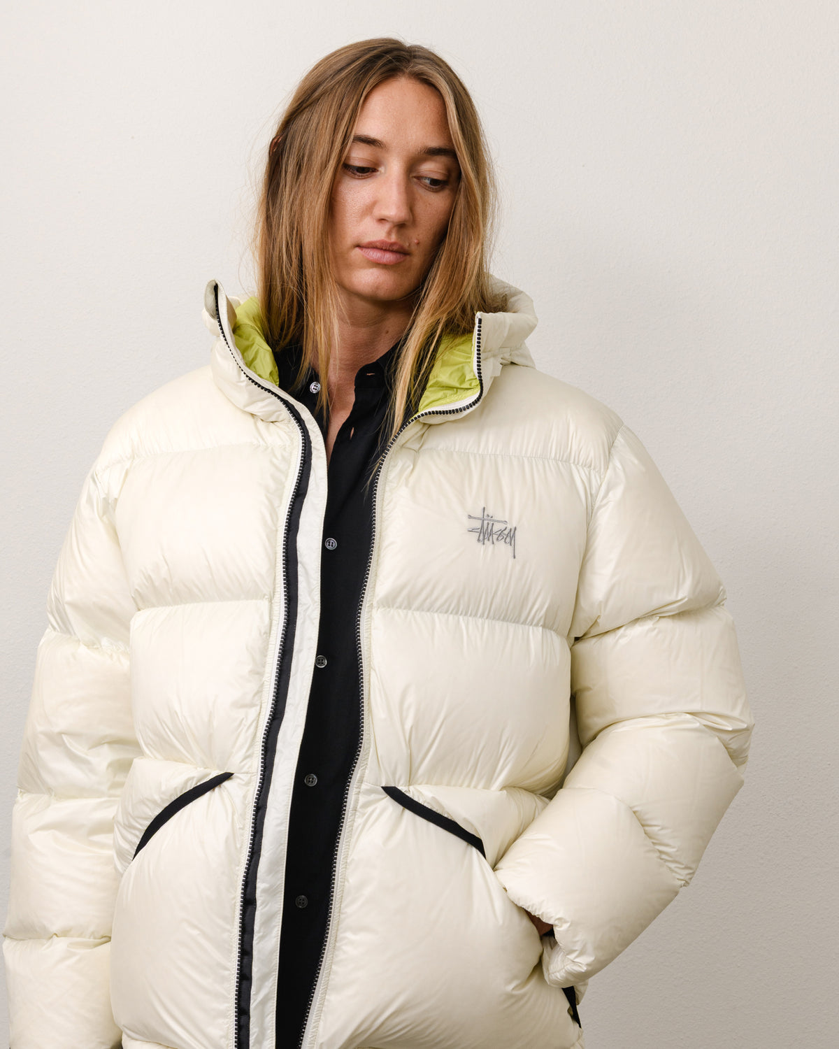 Micro Ripstop Down Parka Unisex Long Sleeve In Bone