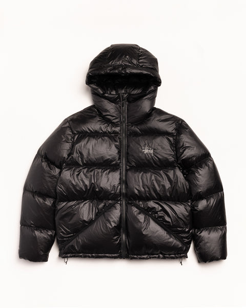 Micro Ripstop Down Parka Unisex Long Sleeve In Jet Black