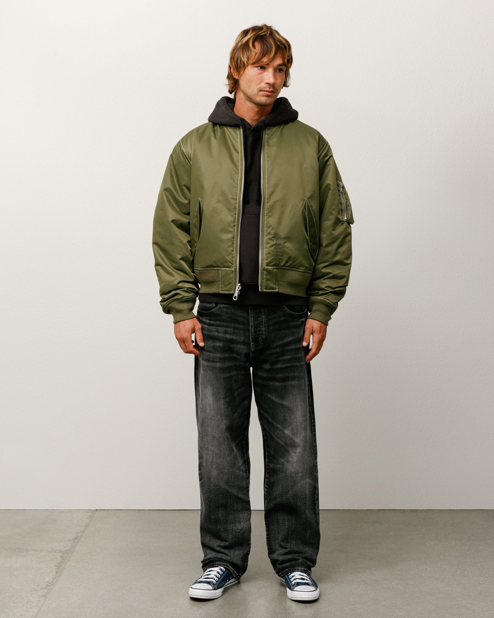 Built Bomber Jacket Mens Long Sleeve In Olive
