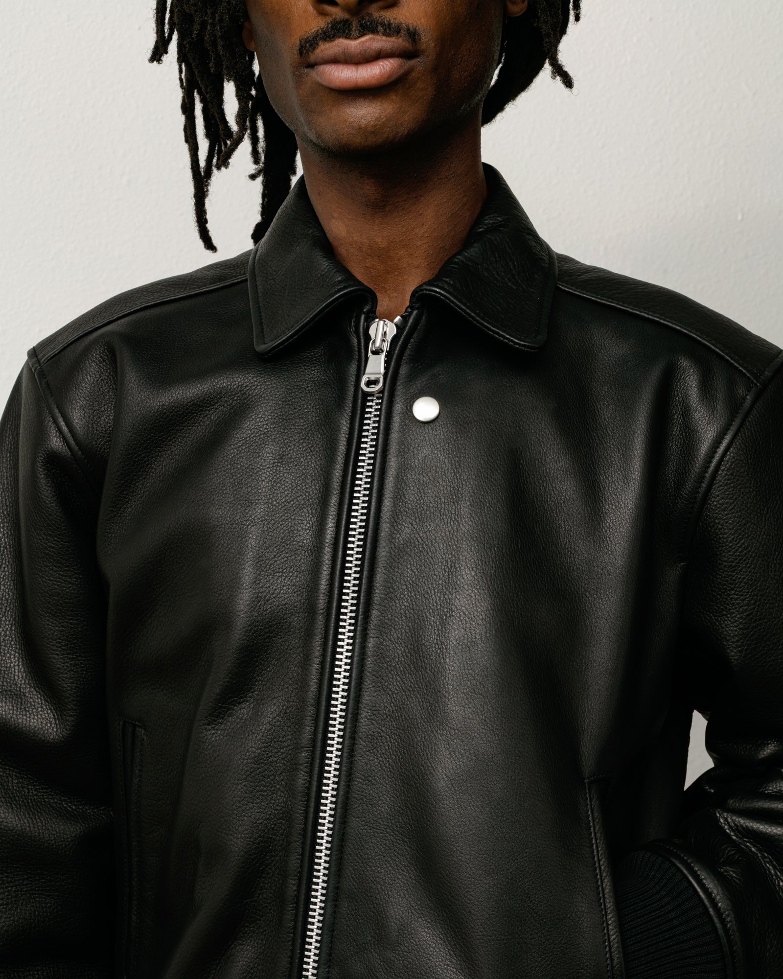 Leather Flight Jacket – Black | Outerwear | Stüssy Korea