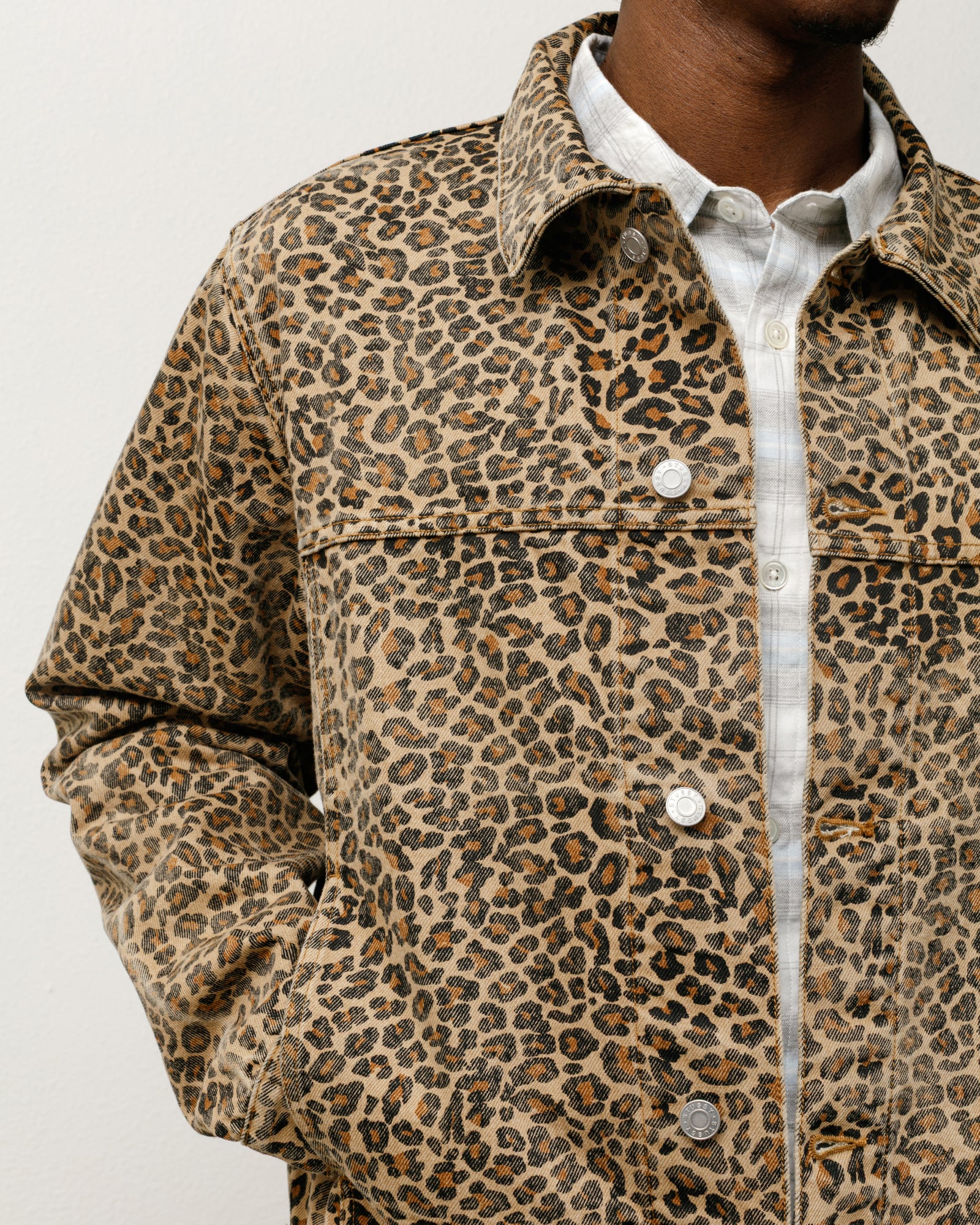 Trucker Jacket Denim – Leopard | Outerwear | Stüssy Korea