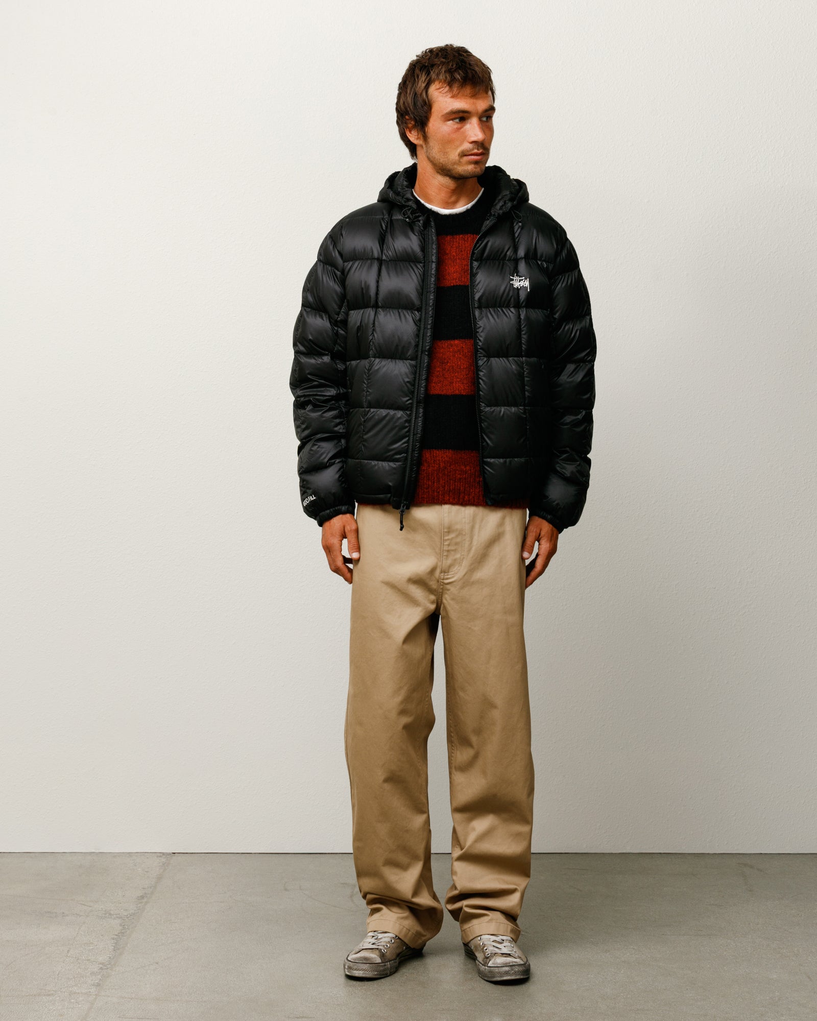 Midweight Hooded Puffer Mens Long Sleeve In Black
