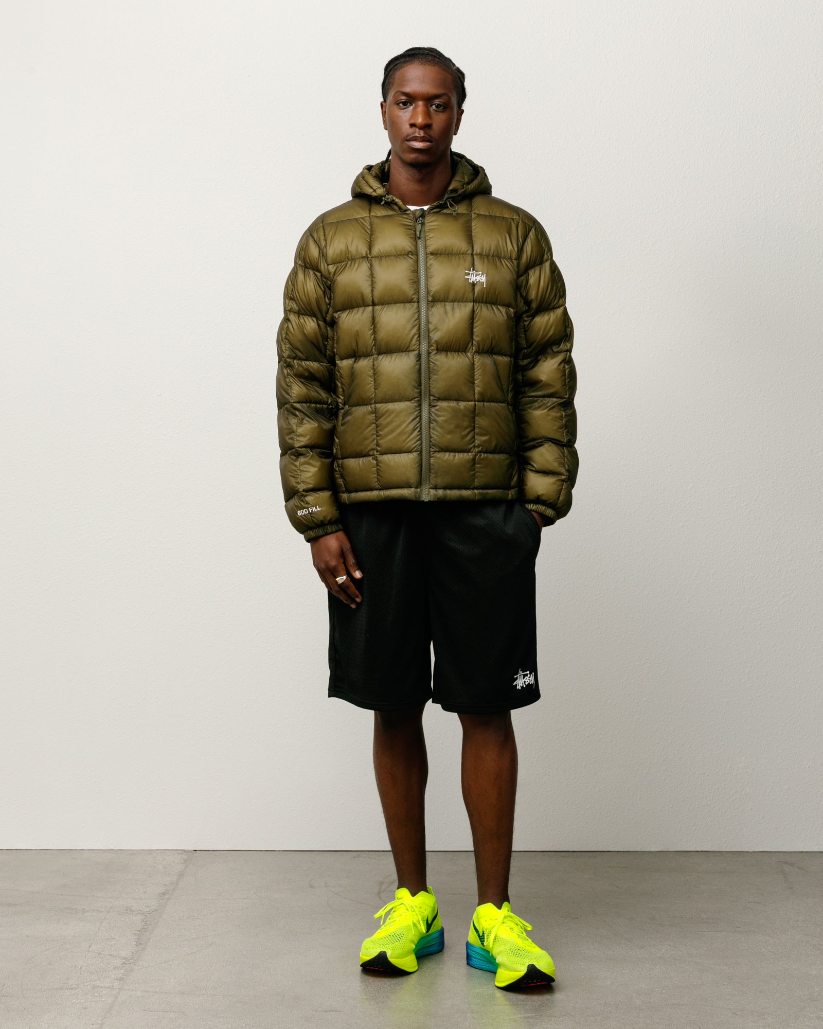 Midweight Hooded Puffer Mens Long Sleeve In Olive