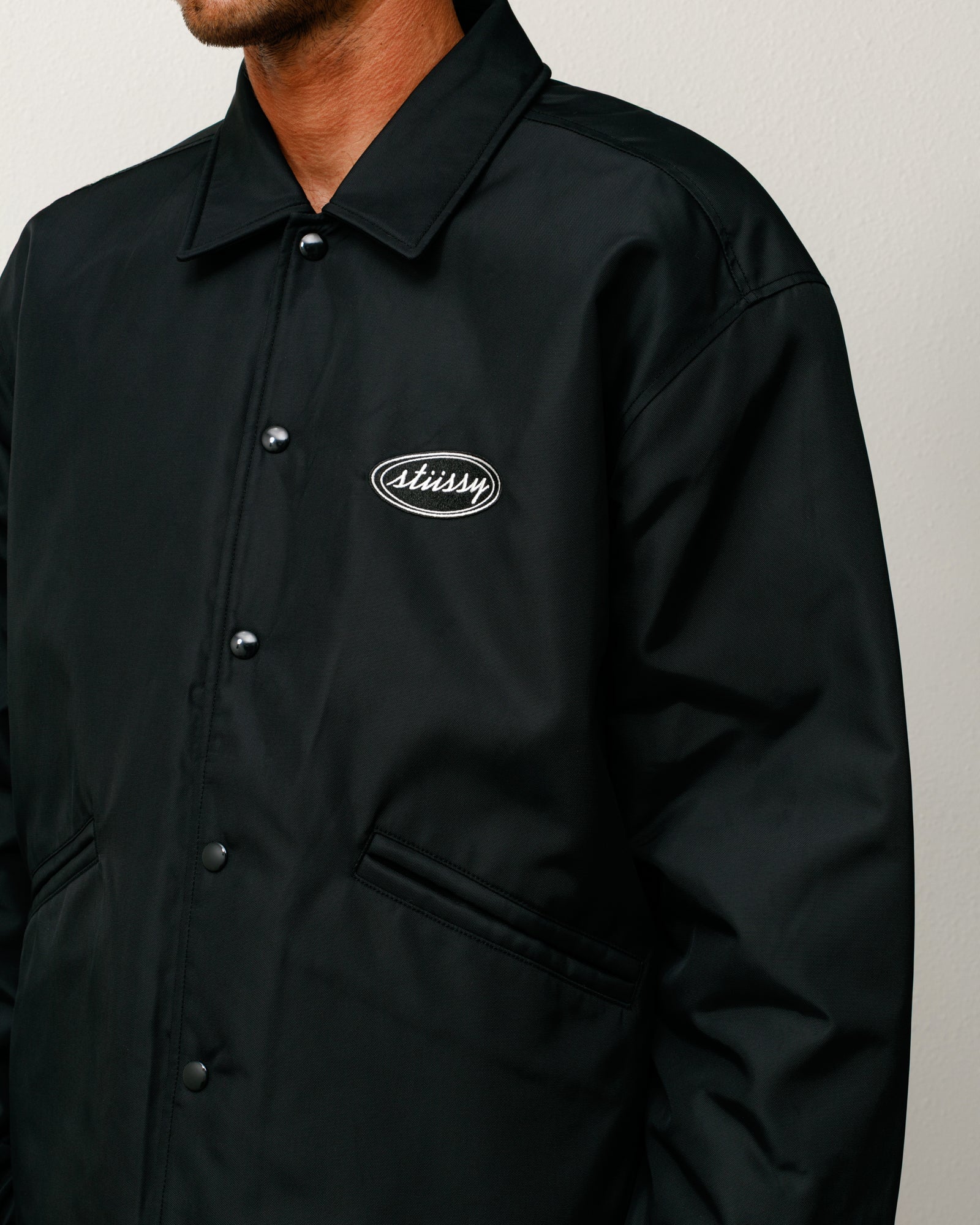 Coaches Jacket Mens Long Sleeve In Black