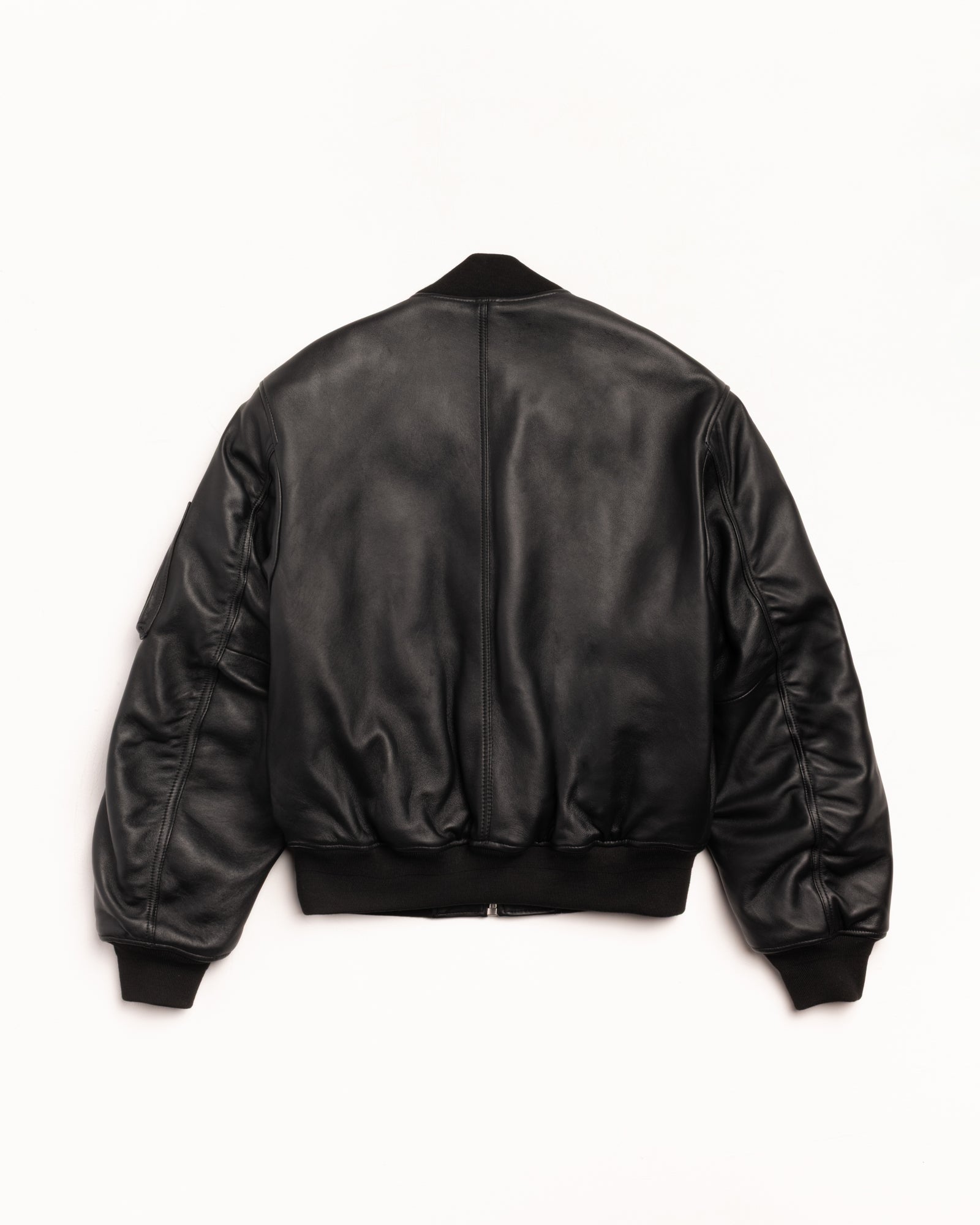 Built Leather Bomber Mens Long Sleeve In Black