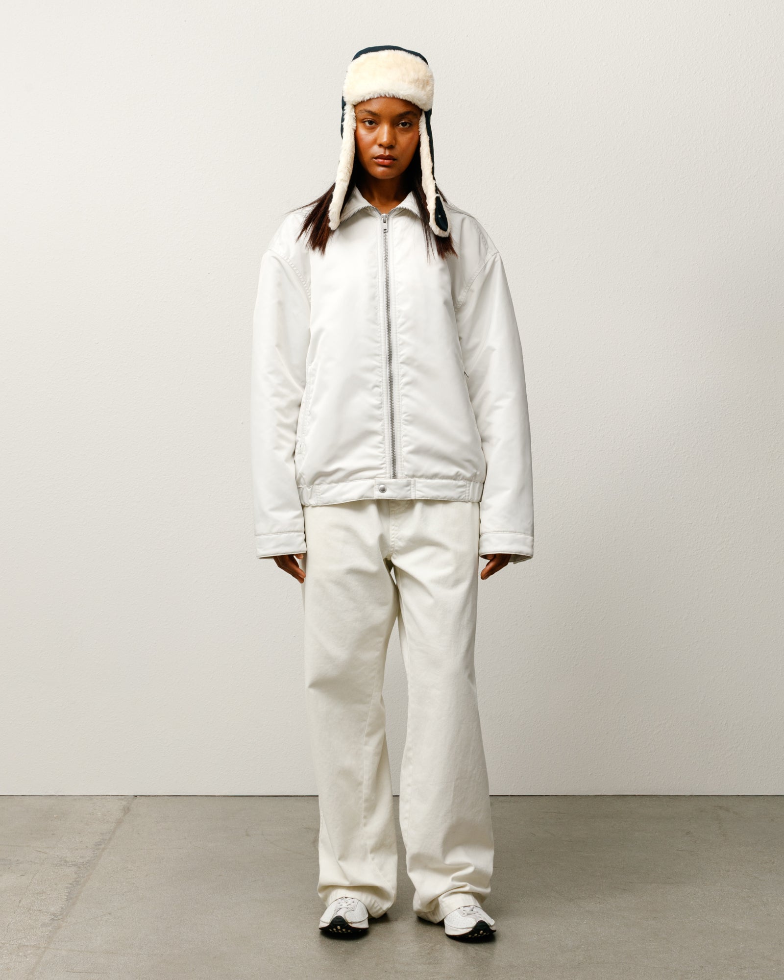 Pile Lined Zip Jacket Mens Long Sleeve In Bone