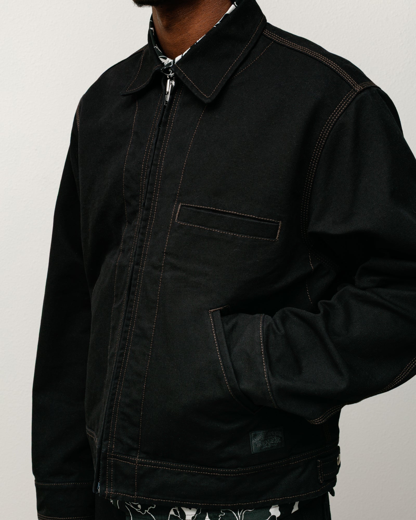 Work Jacket Collared Mens Long Sleeve In Black