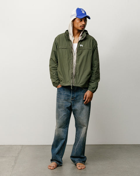 Lightweight Hooded Jacket Unisex Long Sleeve In Olive