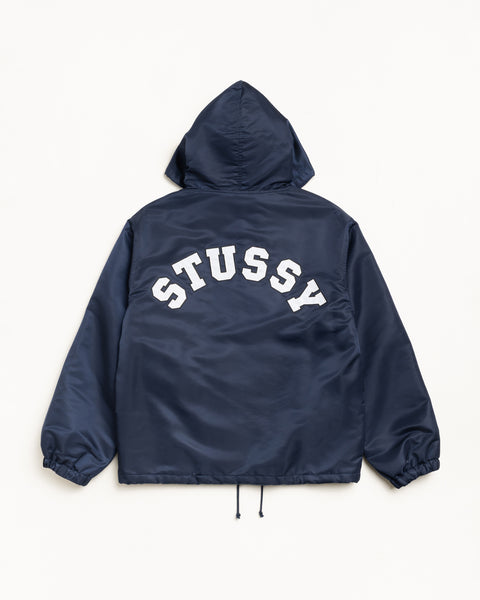 Hooded Coaches Jacket Mens Long Sleeve In Navy