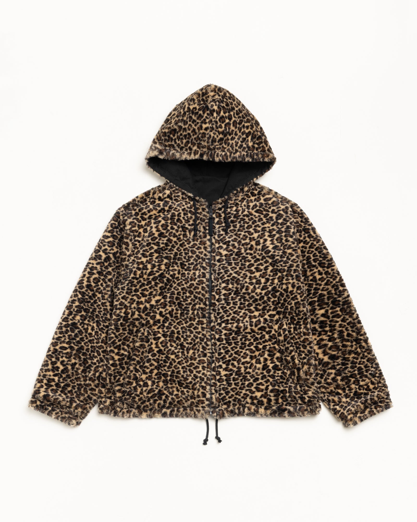 Reversible Hooded Jacket Mens Long Sleeve In Leopard